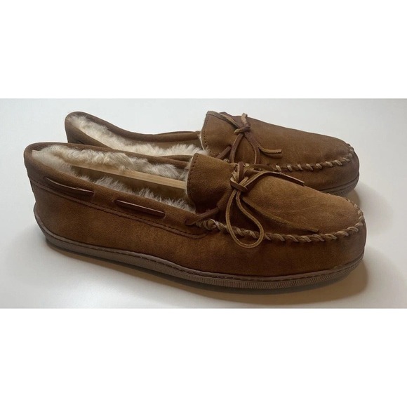 Minnetonka Leather Sheep Wool Lined Loafer Slippers Size 11 Men’s Brown - Picture 6 of 8